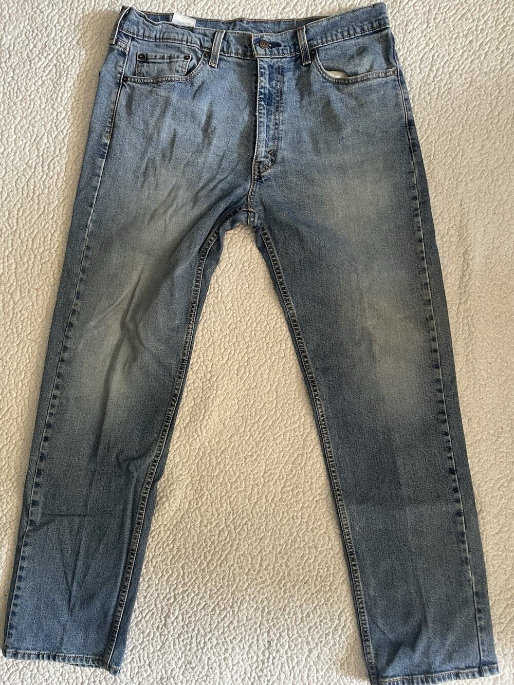 Levi's 505 Men's Regular Fit Jeans W36 L32 RARE Blank Red Tab Med. Wash Stretch